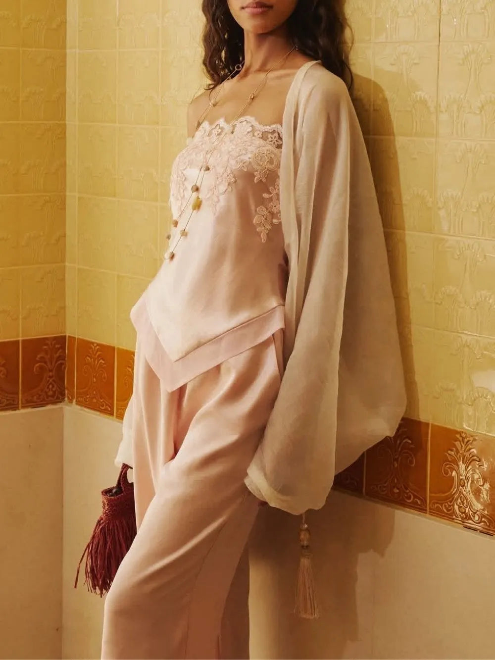 Maysie Pink Strapless Lace Top Flowering Girl