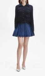 NAVY KNIT COLLAR CARDIGAN Flowering Girl