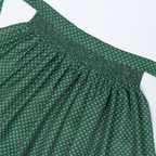 Dark Green Satin-Finish Polyester Or Silk Blend Fit-And-Flare Dirndl Set Flowering Girl