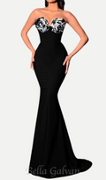 eudora 3d flower off-shoulder maxi dress in black Flowering Girl