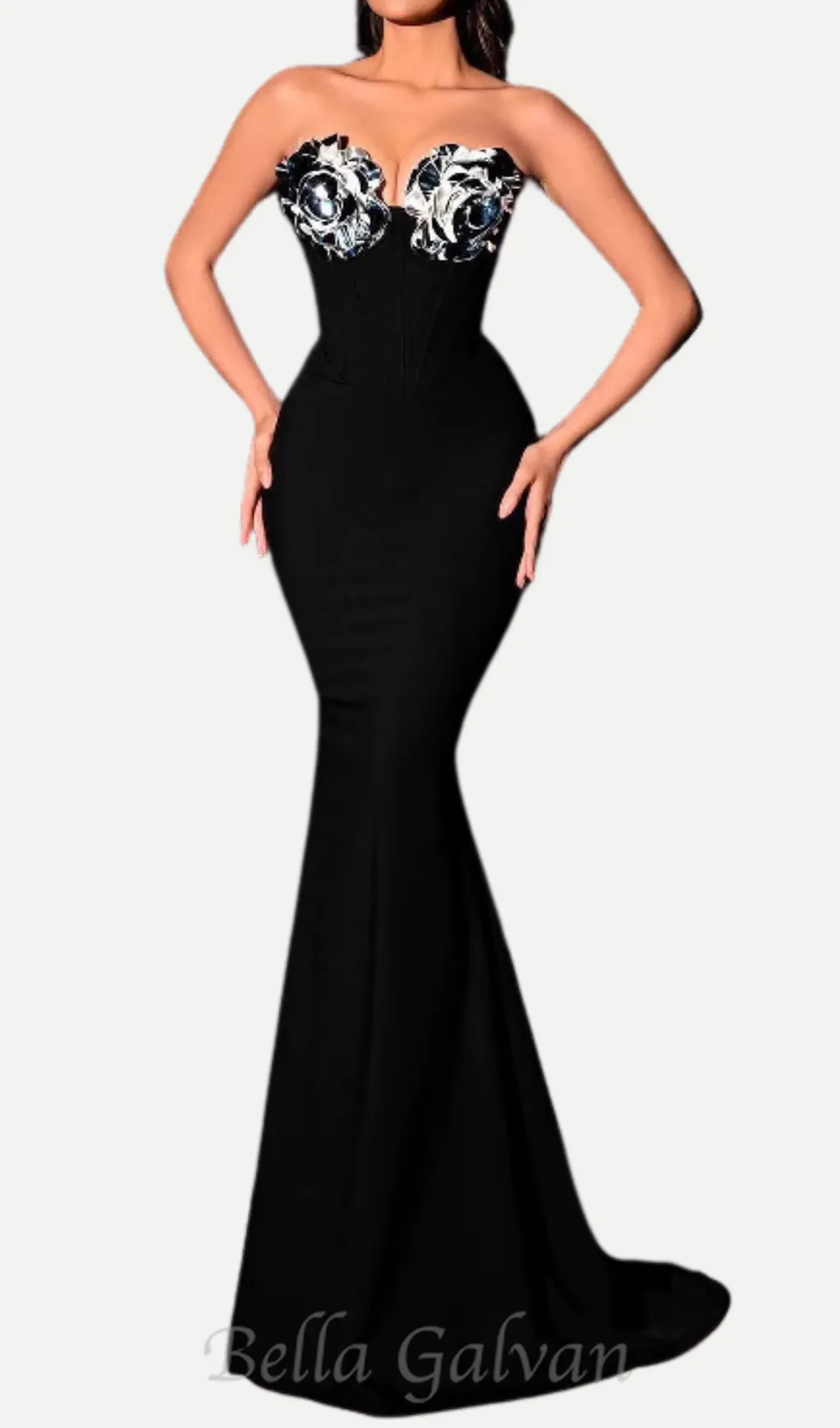 eudora 3d flower off-shoulder maxi dress in black Flowering Girl