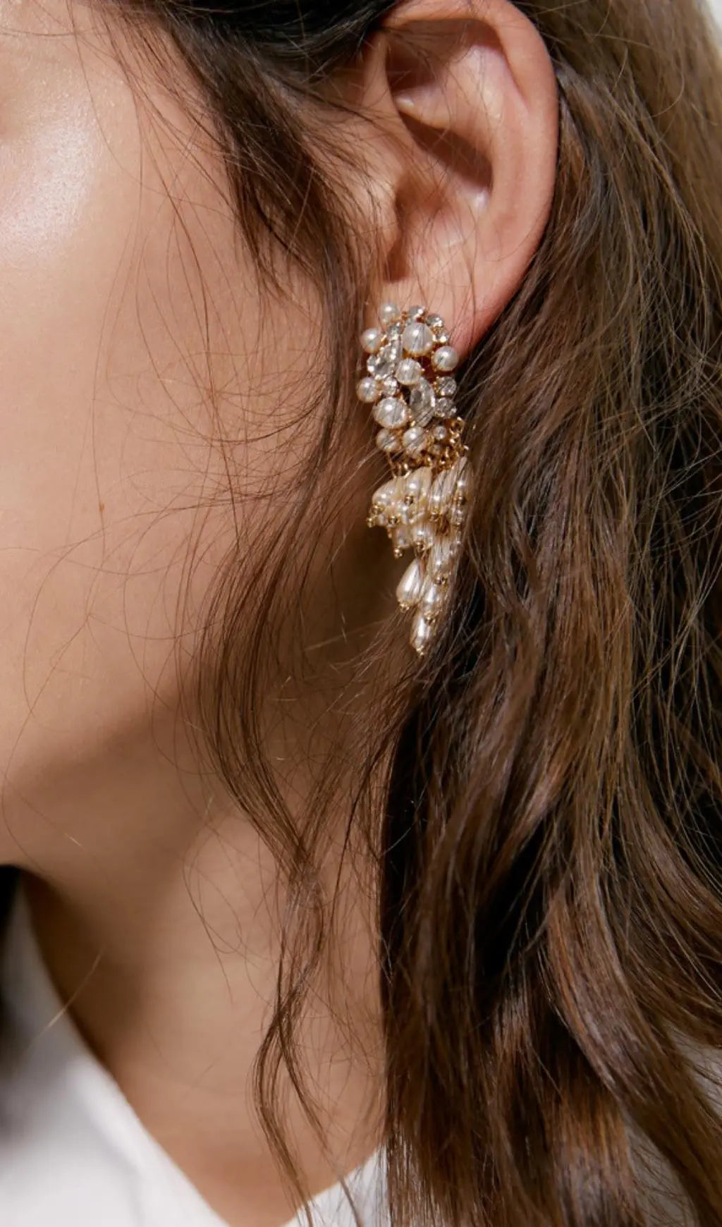 Pearl Tassel Diamond Earrings Flowering Girl