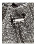 Crystal Embellished Bucket Bag In Silver Flowering Girl