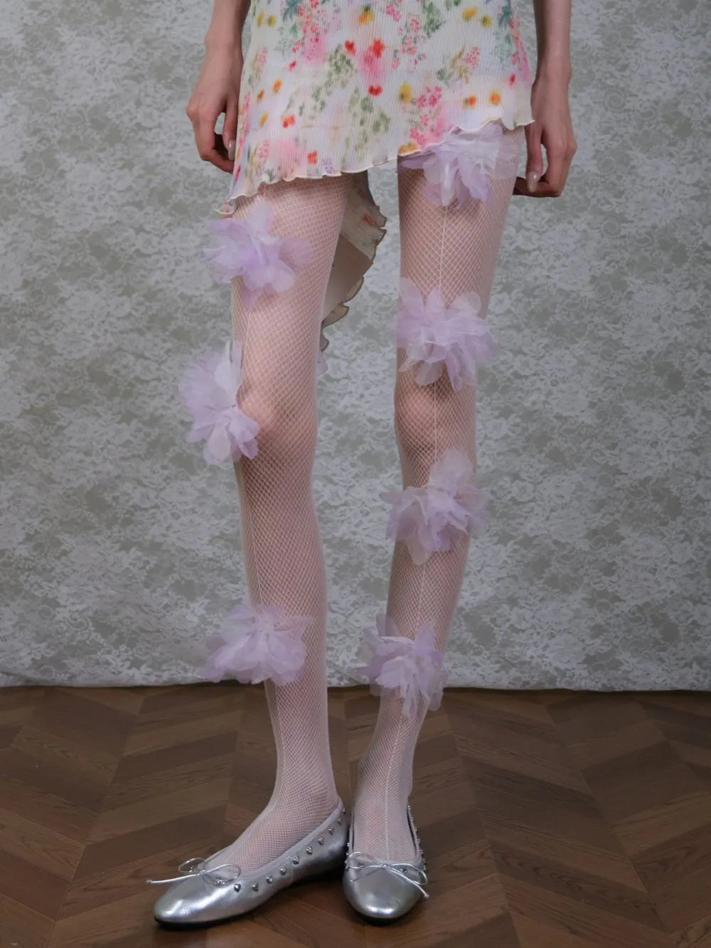 Marsai Purple Flower Embellished Tights Flowering Girl