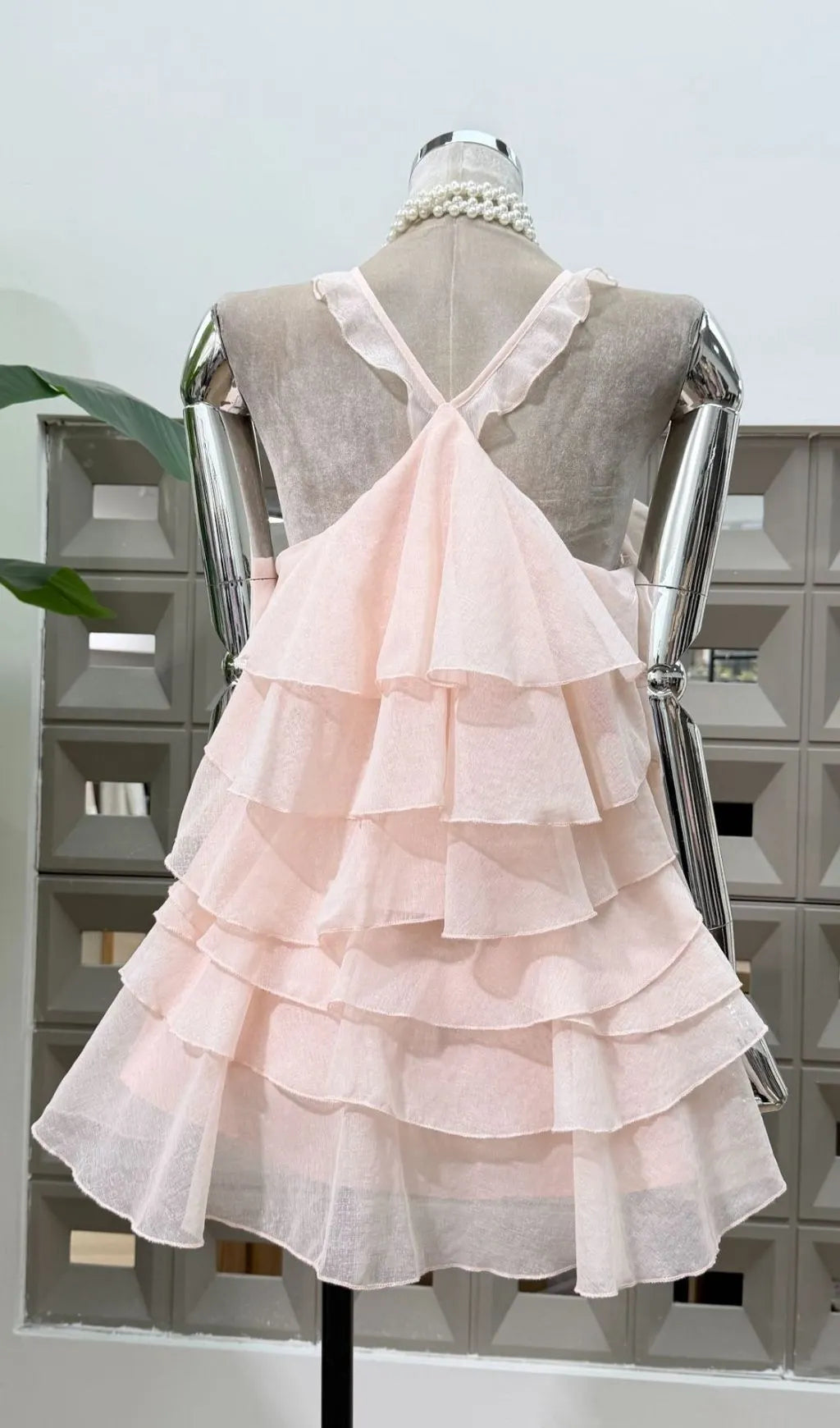 Rebecca Halterneck Ruffle Mini Dress In Pink Flowering Girl