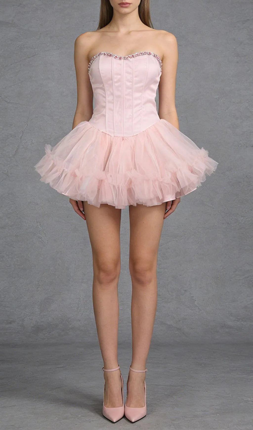 Jasmijn Pink Strapless Corset Mini Dress Flowering Girl