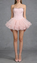 Jasmijn Pink Strapless Corset Mini Dress Flowering Girl