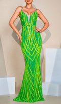 Firenze Green Strappy Sequin Maxi Dress Flowering Girl