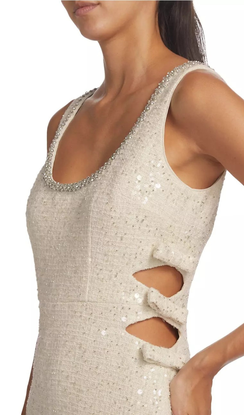 Ayaan Ivory Boucle Cutout Mini Dress Flowering Girl