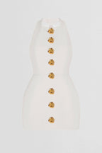 rita Halter Backless Mini Dress in white Flowering Girl