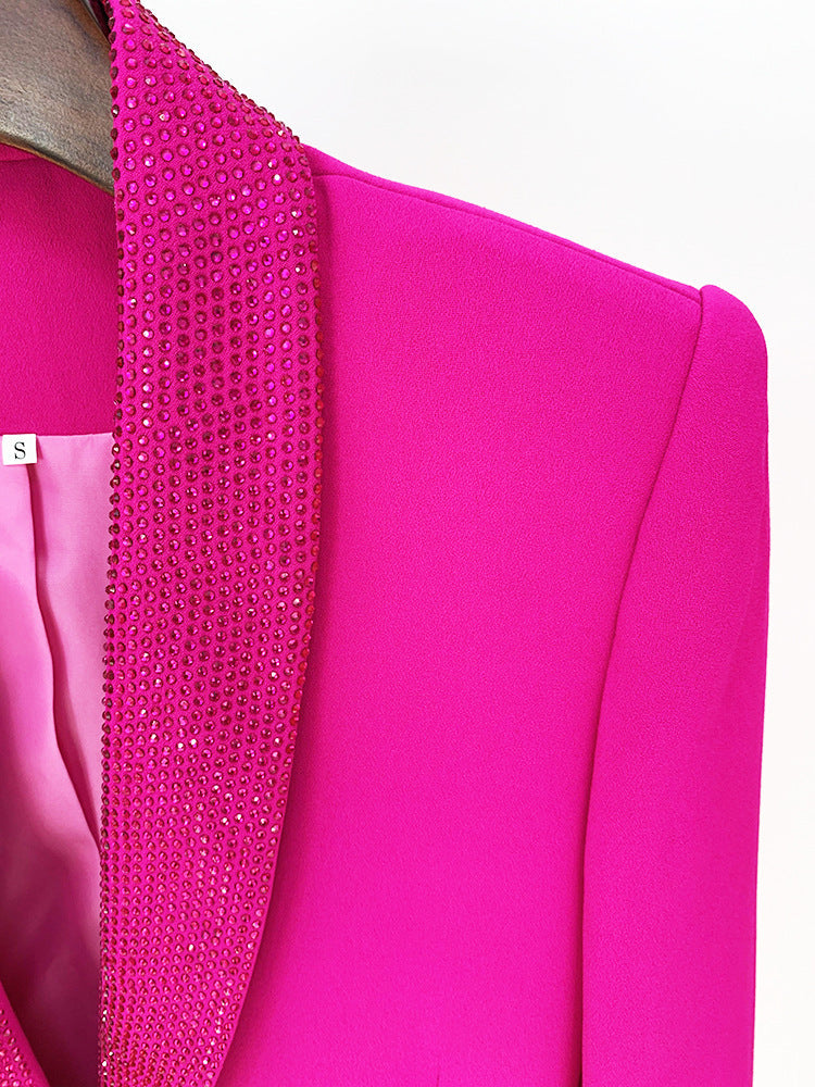 Rhinestone Feather Blazer In Pink Flowering Girl