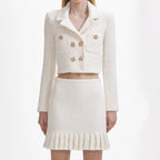CREAM SEQUIN TEXTURED KNIT SKIRT Flowering Girl