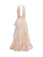 Malha Halter Printed Maxi Dress Flowering Girl