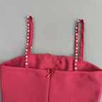 Virginia Bowknot Crystal Grid Bandage Mini Dress In Rose Red Flowering Girl