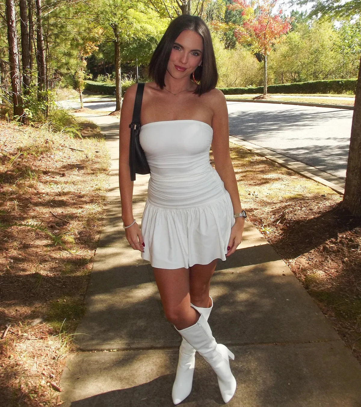 Satin Polka Dot Mini Dress in ivory Flowering Girl