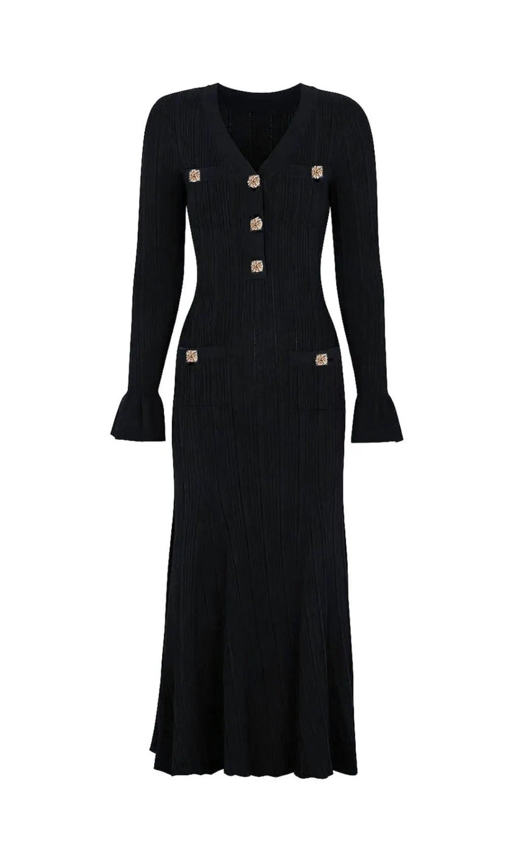 Kayce Long Sleeve Knit Midi Dress Flowering Girl