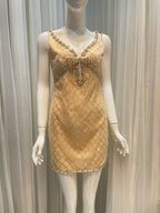 Mona Embellished Rhinestone Sequin Mini Dress In Yellow Flowering Girl