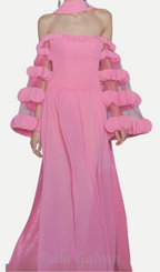 petals strapless tulle maxi dress in pink Flowering Girl
