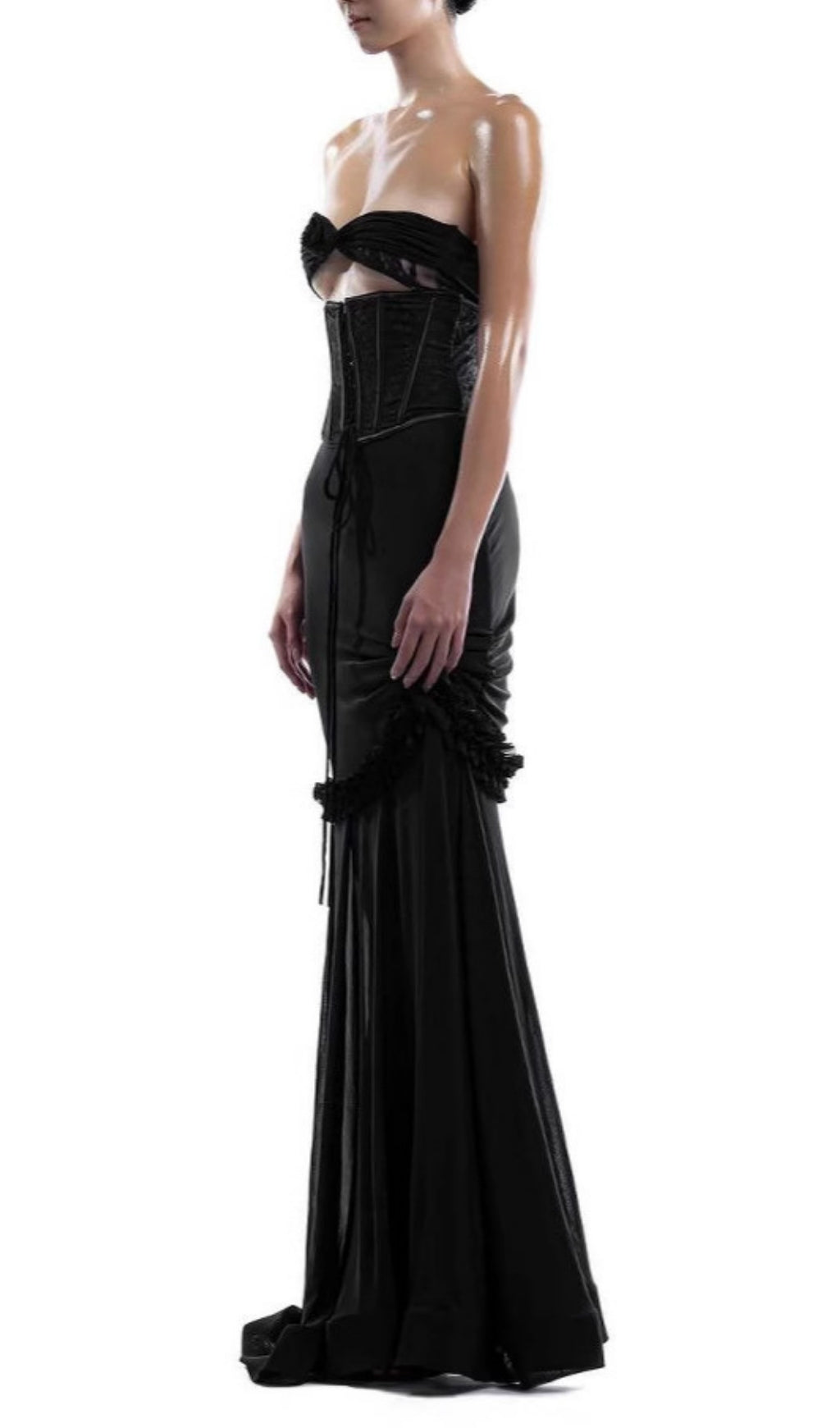 Evren Black Strapless Corset Maxi Dress Flowering Girl