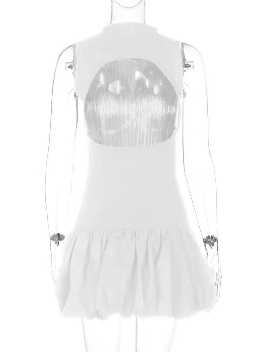 Backless Bubble Mini Dress Flowering Girl