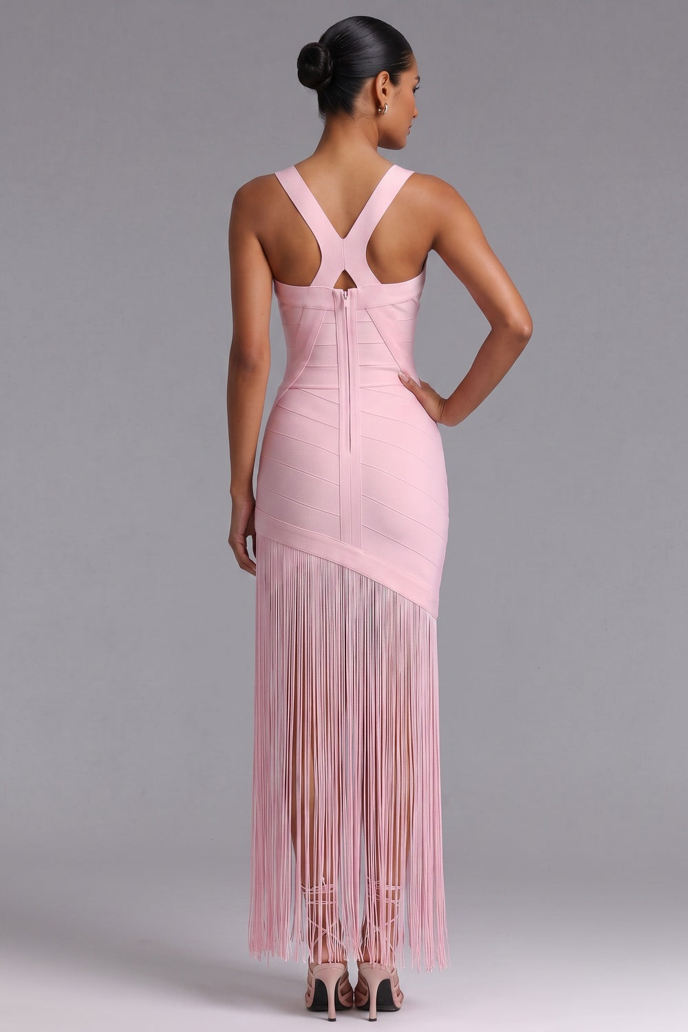 Light Pink Heavy Knit Bandage Fabric Bodycon Dress Flowering Girl