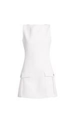 Stretch Crepe Strapless Mini Dress In White Flowering Girl