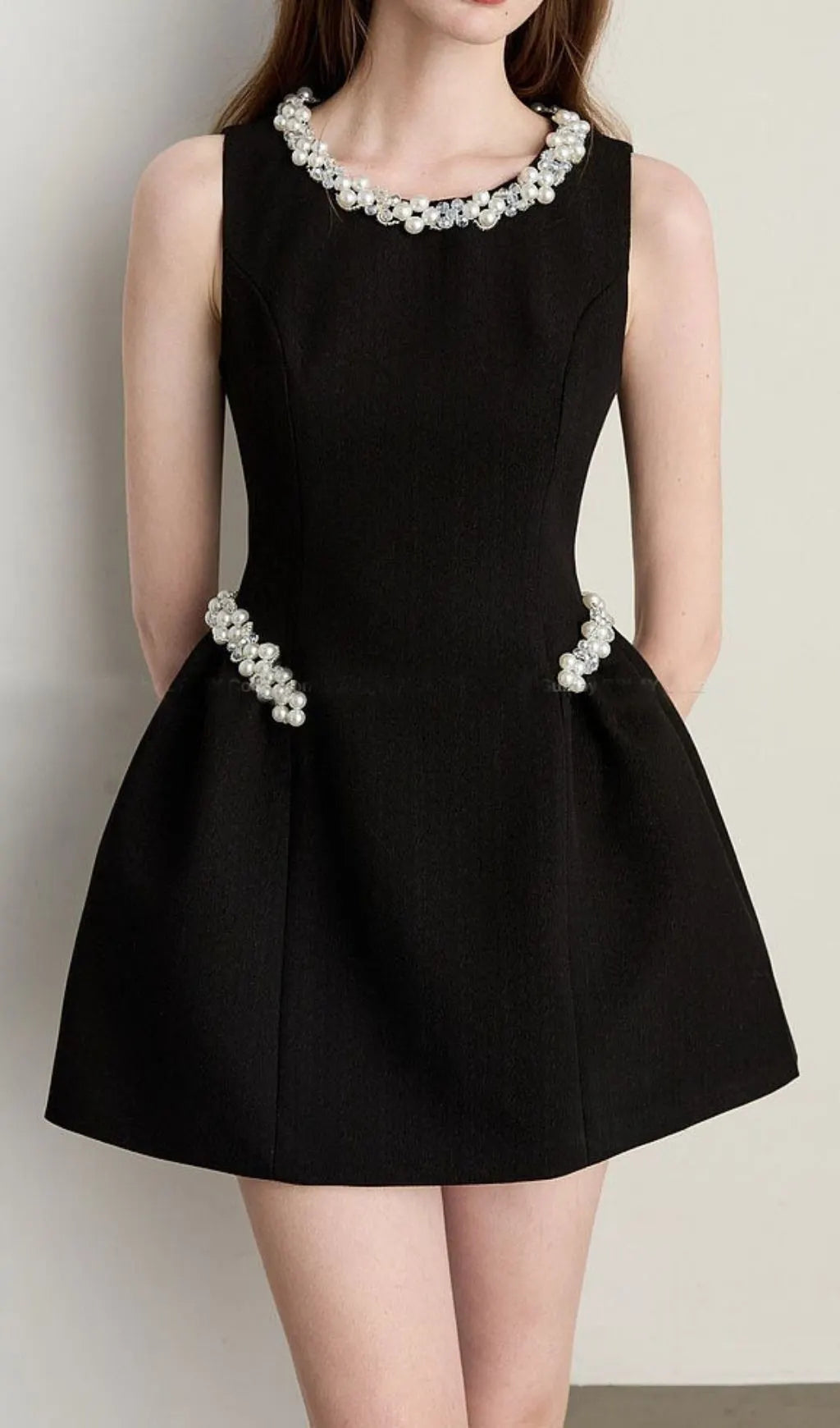 Keitha Black Sleeveless Beaded Mini Dress Flowering Girl