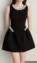 Keitha Black Sleeveless Beaded Mini Dress Flowering Girl