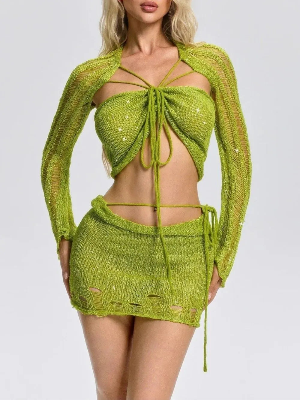 Fennella Knit Sequin Skirt Set Flowering Girl