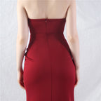Chizue Red Strapless Corset Split Maxi Dress Flowering Girl