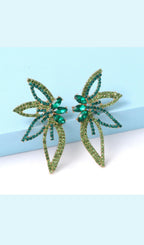 Anastacia Green Crystal Flower Earrings Flowering Girl