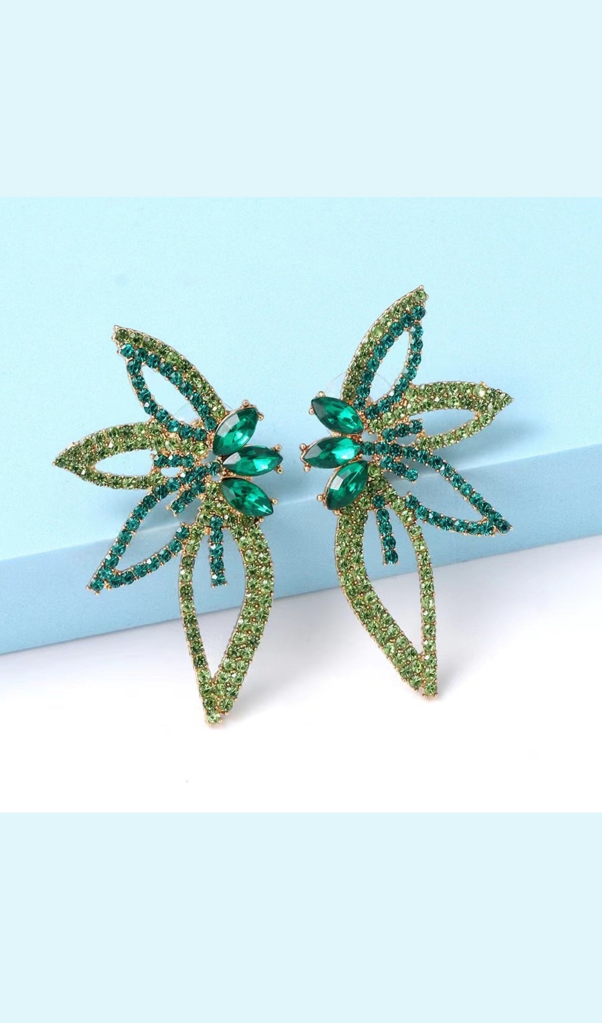 Anastacia Green Crystal Flower Earrings Flowering Girl