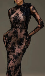 Varnelis Backless Pearl Lace Maxi Dress Flowering Girl
