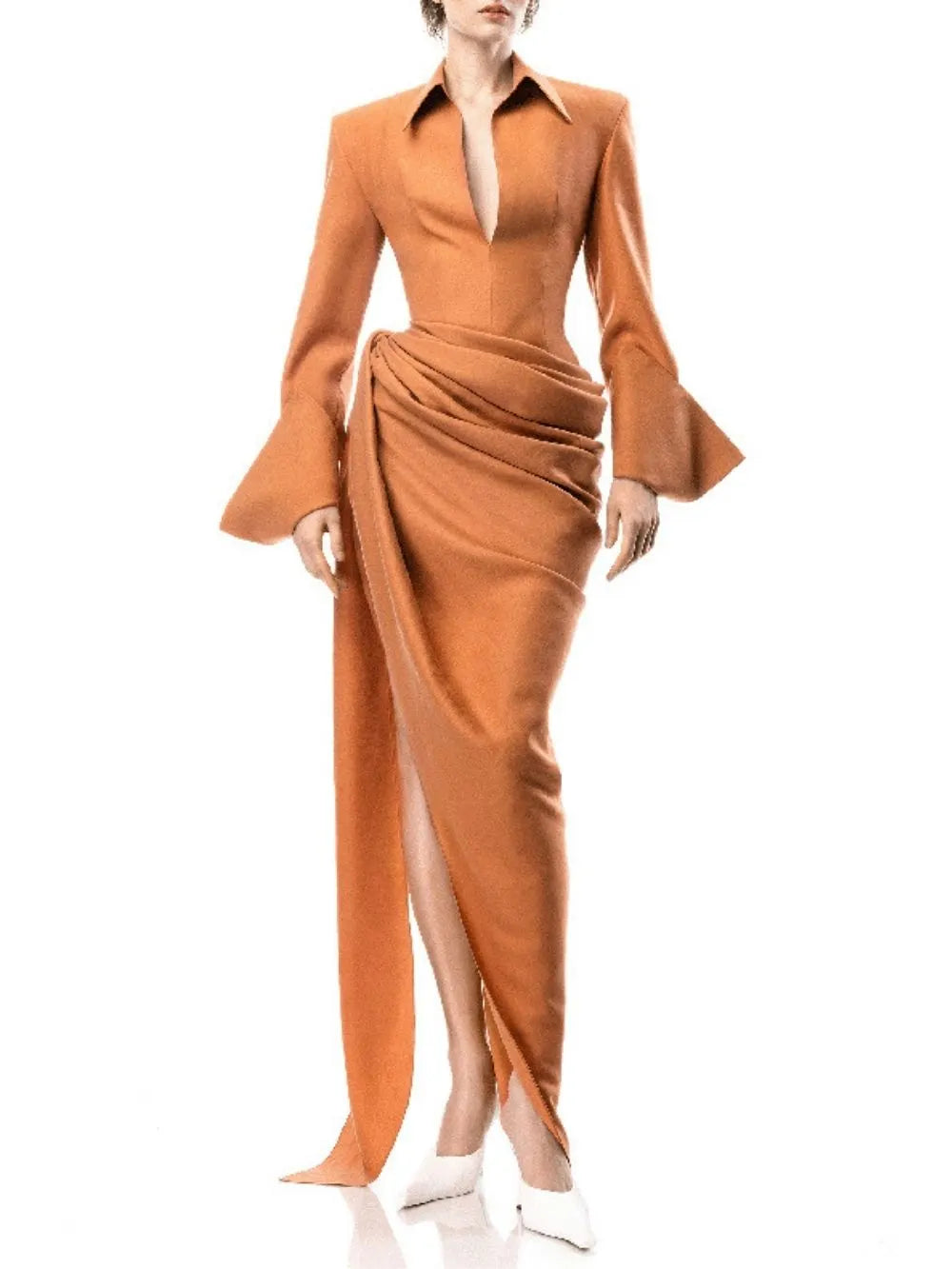 Marley Long Sleeve Ruched Maxi Dress Flowering Girl
