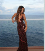 The Sequin Maxi Dress In Brown Flowering Girl