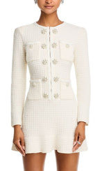 Basia Tweed Long Sleeve Mini Dress Flowering Girl