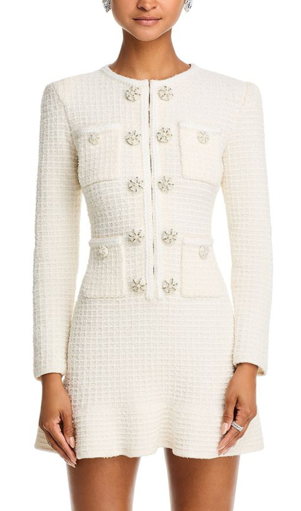 Basia Tweed Long Sleeve Mini Dress Flowering Girl