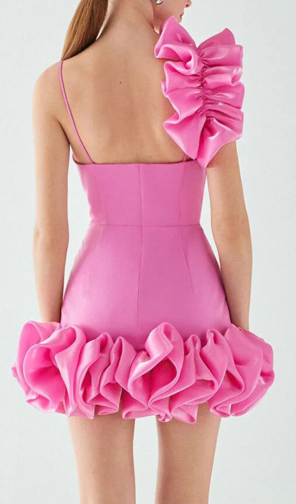 Bari Pink Ruffle Detail Mini Dress Flowering Girl