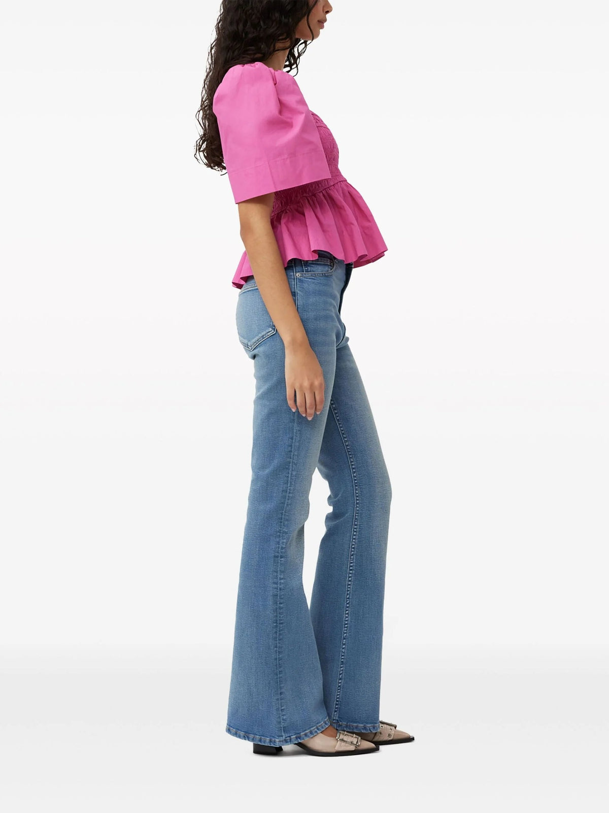 PINK SHIRRED PEPLUM BLOUSE Flowering Girl