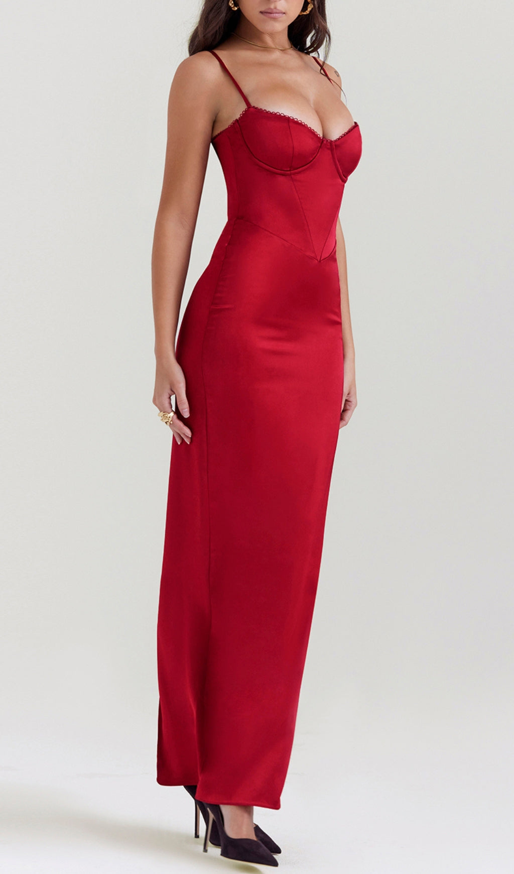 Corset Maxi Dress In Red