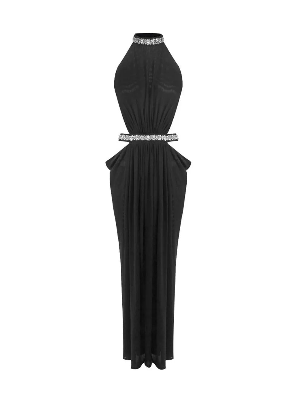 Marni Black Halter Diamante Maxi Dress Flowering Girl