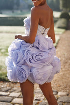 Georgia Appliquéd Organza Lavender Mini Dress Flowering Girl
