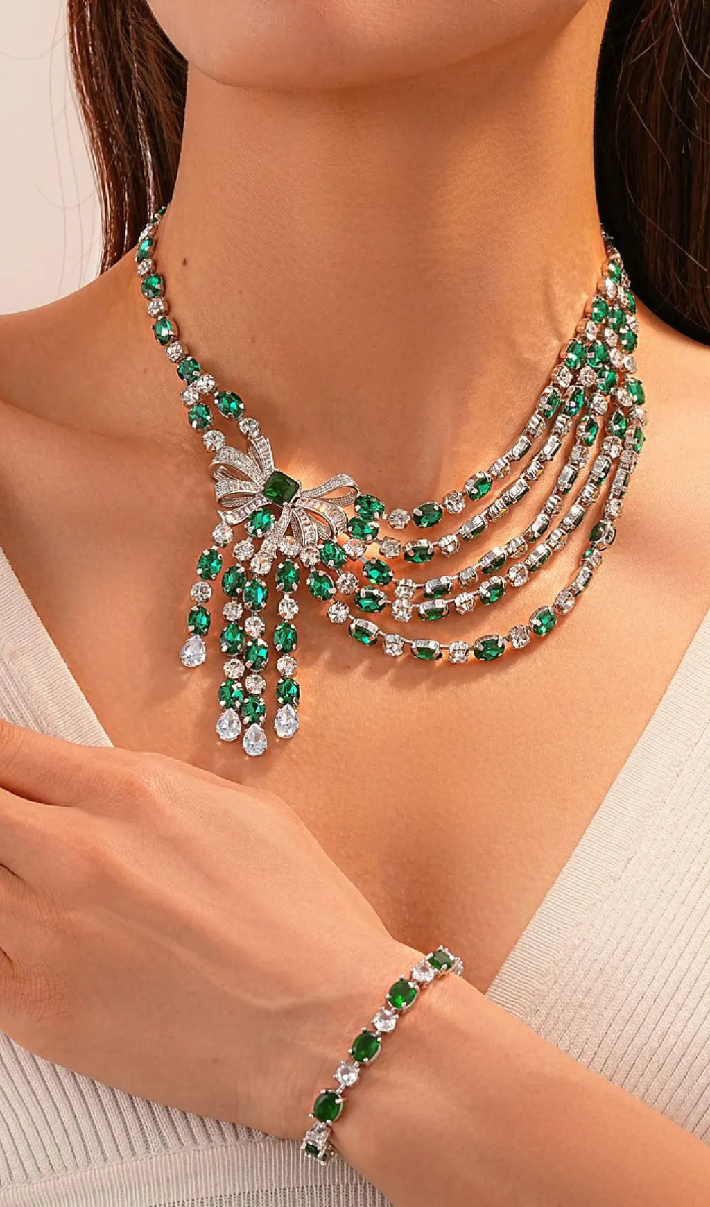 Justice Zircon Bow Jewelry Set Flowering Girl