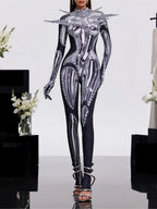 Prynex Long Sleeve Crystal Jumpsuit Flowering Girl