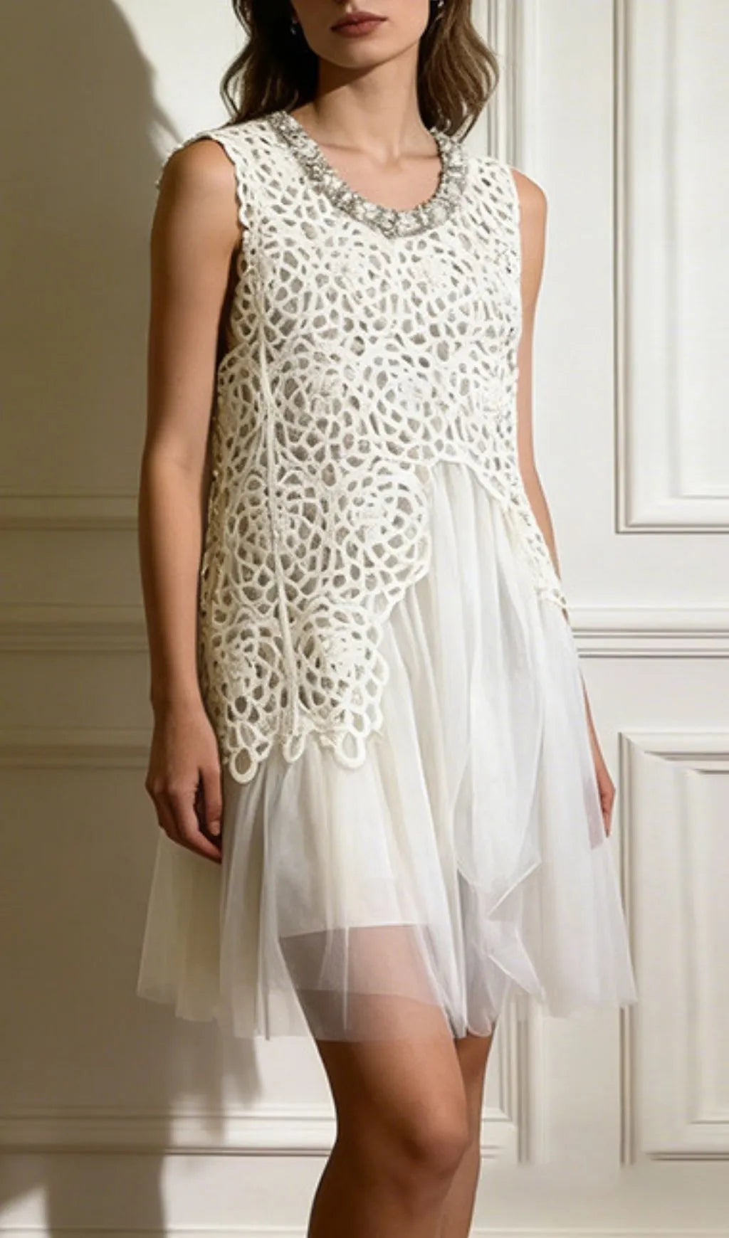 Lelio Embelllished Mesh Mini Dress Flowering Girl