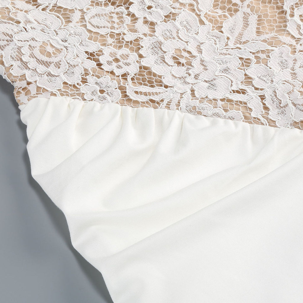 Halina White Halter Lace Maxi Dress Flowering Girl
