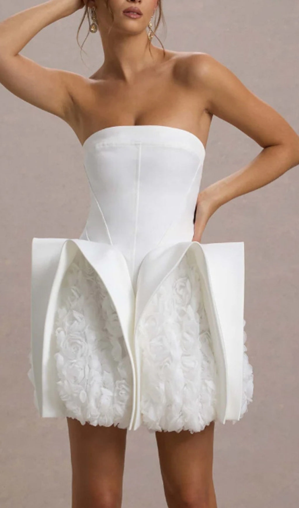 Dietrich White Strapless Flower Mini Dress Flowering Girl