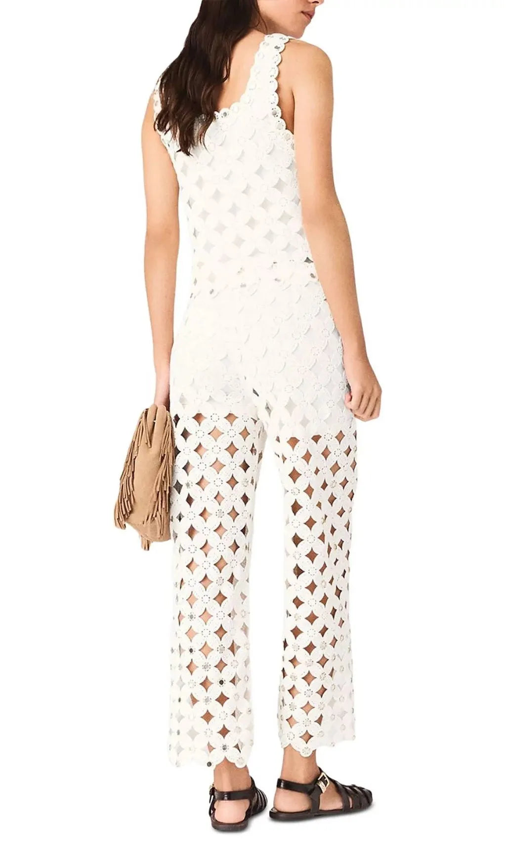 Pimiroir Straight Mirror Crochet Pants Flowering Girl