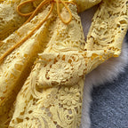 Yellow Guipure Lace Fit-And-Flare Dress Flowering Girl