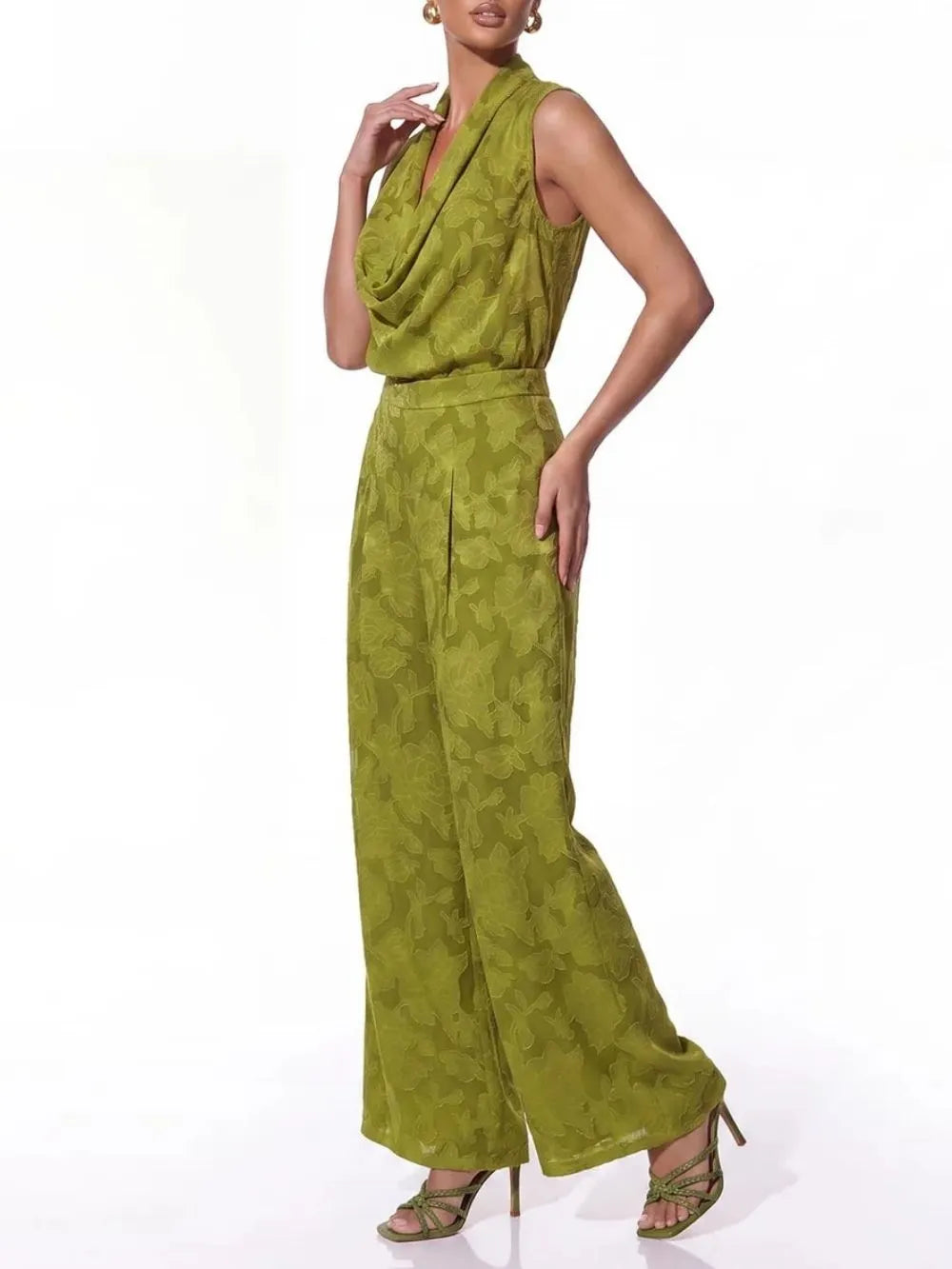 Yvelin Cowl Neck Floral Pants Set Flowering Girl